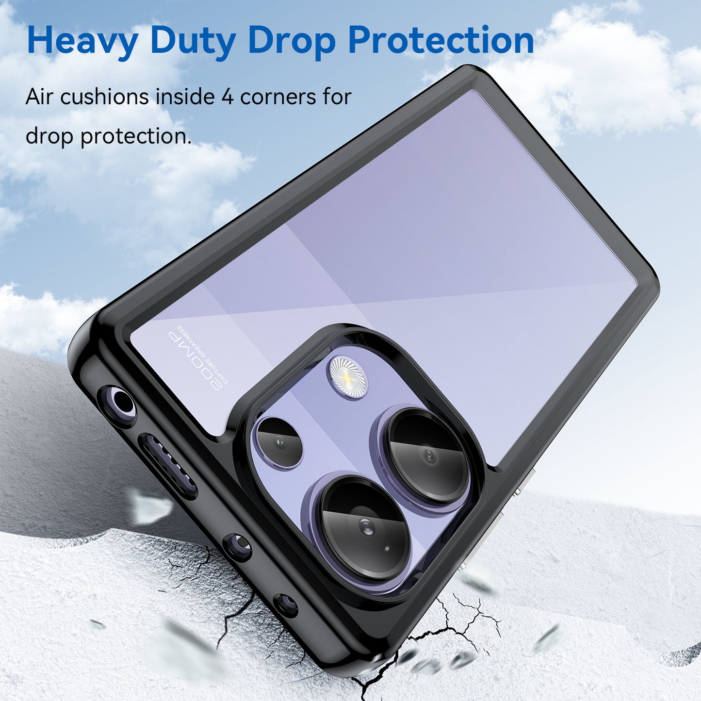 For Xiaomi Redmi Note 13 Pro 4G / Poco M6 Pro 4G Case TPU+Acrylic Clear Phone Cover - Black
