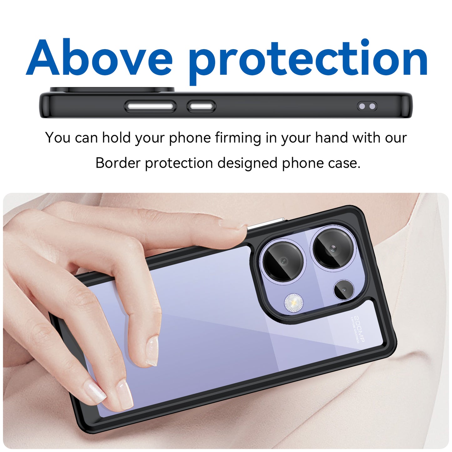 For Xiaomi Redmi Note 13 Pro 4G / Poco M6 Pro 4G Case TPU+Acrylic Clear Phone Cover - Black