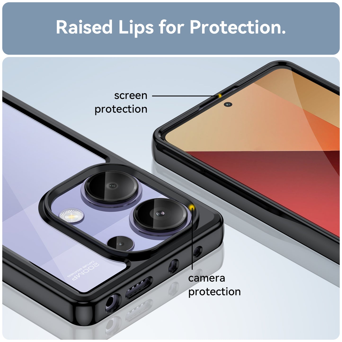 For Xiaomi Redmi Note 13 Pro 4G / Poco M6 Pro 4G Case TPU+Acrylic Clear Phone Cover - Black