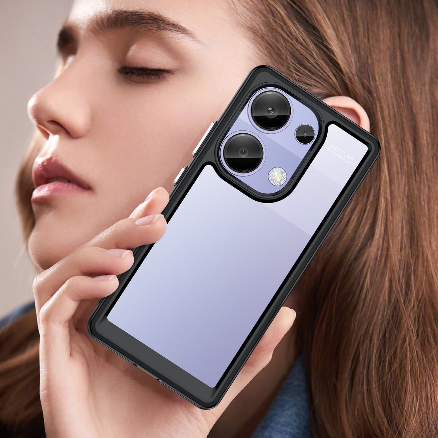 For Xiaomi Redmi Note 13 Pro 4G / Poco M6 Pro 4G Case TPU+Acrylic Clear Phone Cover - Black