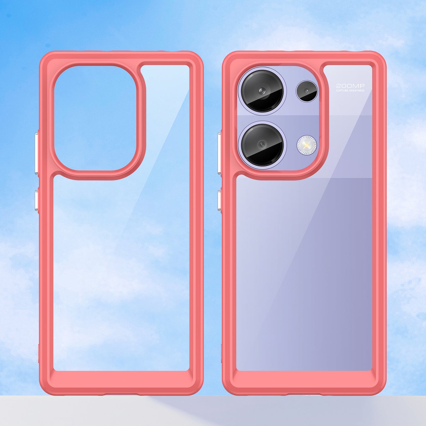 For Xiaomi Redmi Note 13 Pro 4G / Poco M6 Pro 4G Case TPU+Acrylic Clear Phone Cover - Red