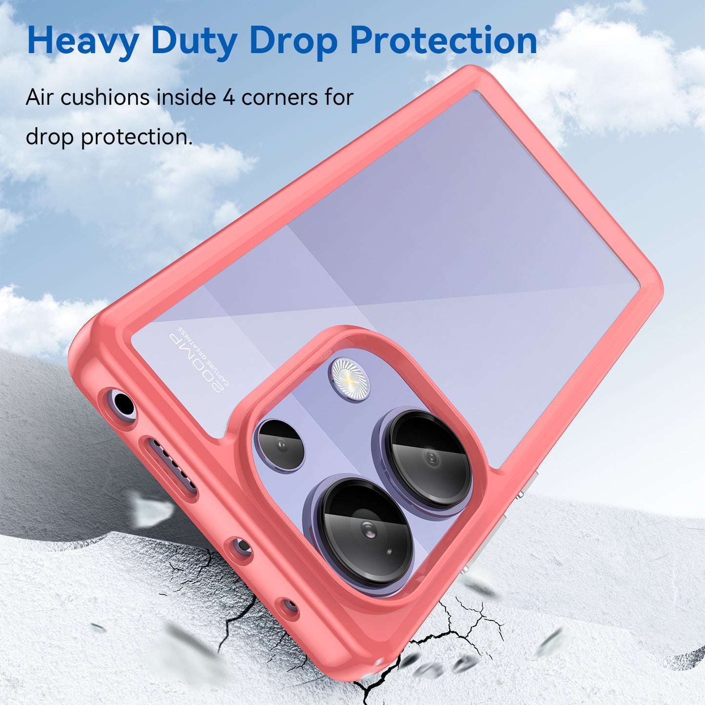 For Xiaomi Redmi Note 13 Pro 4G / Poco M6 Pro 4G Case TPU+Acrylic Clear Phone Cover - Red