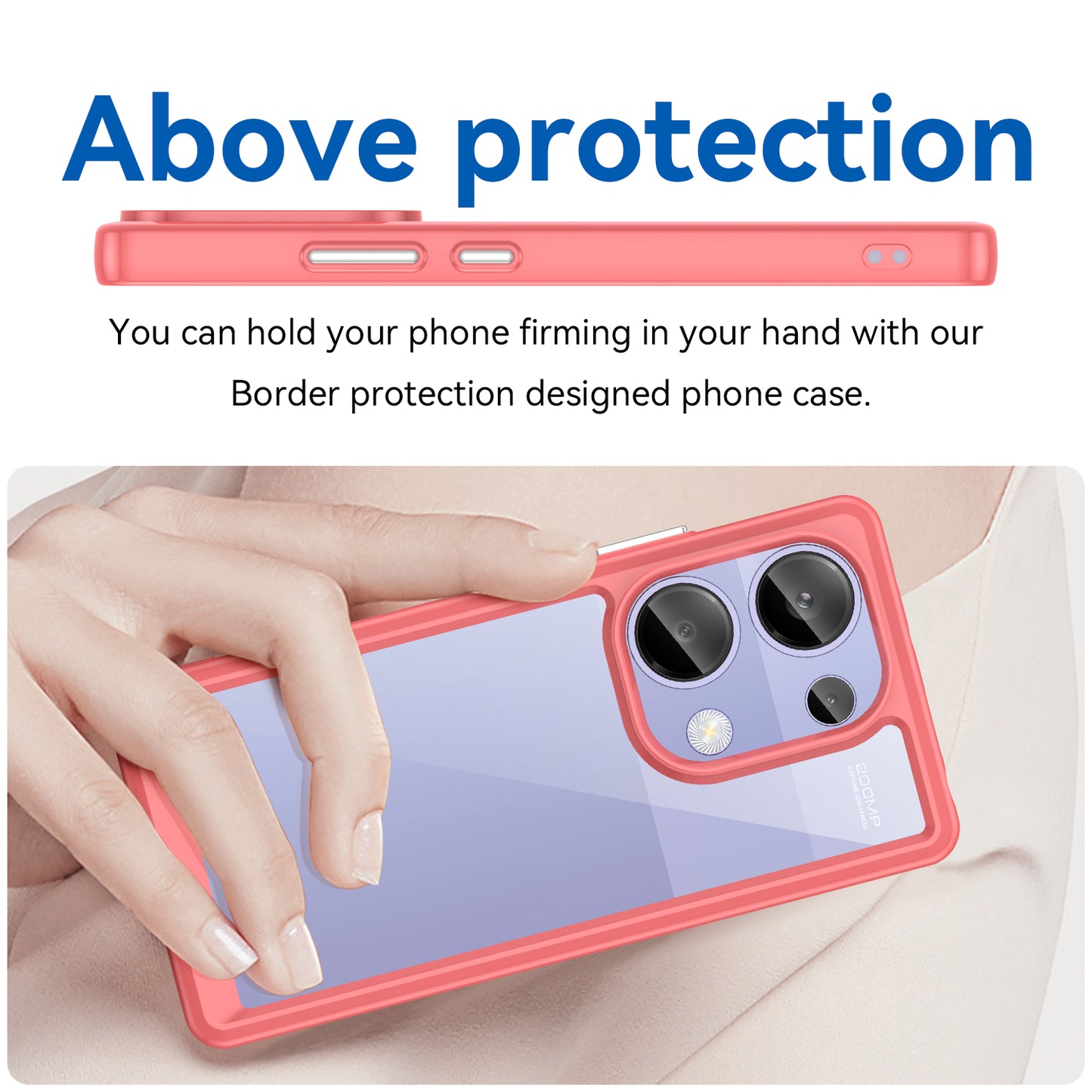 For Xiaomi Redmi Note 13 Pro 4G / Poco M6 Pro 4G Case TPU+Acrylic Clear Phone Cover - Red