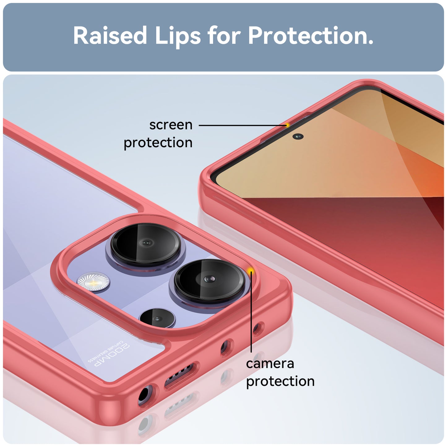 For Xiaomi Redmi Note 13 Pro 4G / Poco M6 Pro 4G Case TPU+Acrylic Clear Phone Cover - Red