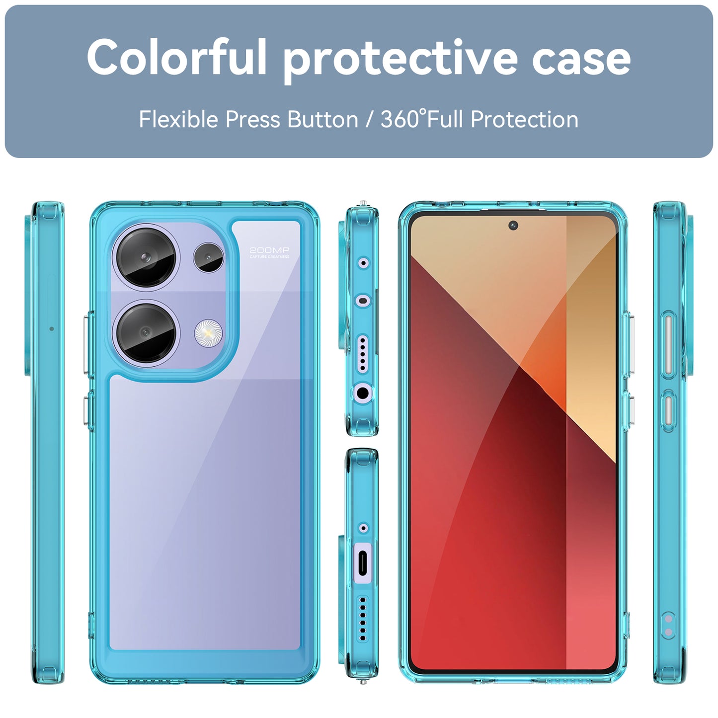 For Xiaomi Redmi Note 13 Pro 4G / Poco M6 Pro 4G Case TPU+Acrylic Clear Phone Cover - Transparent Blue