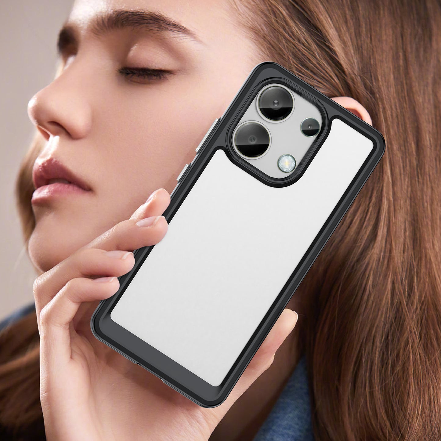 For Xiaomi Redmi Note 13 4G Case TPU + Acrylic Mobile Phone Protective Cover - Black
