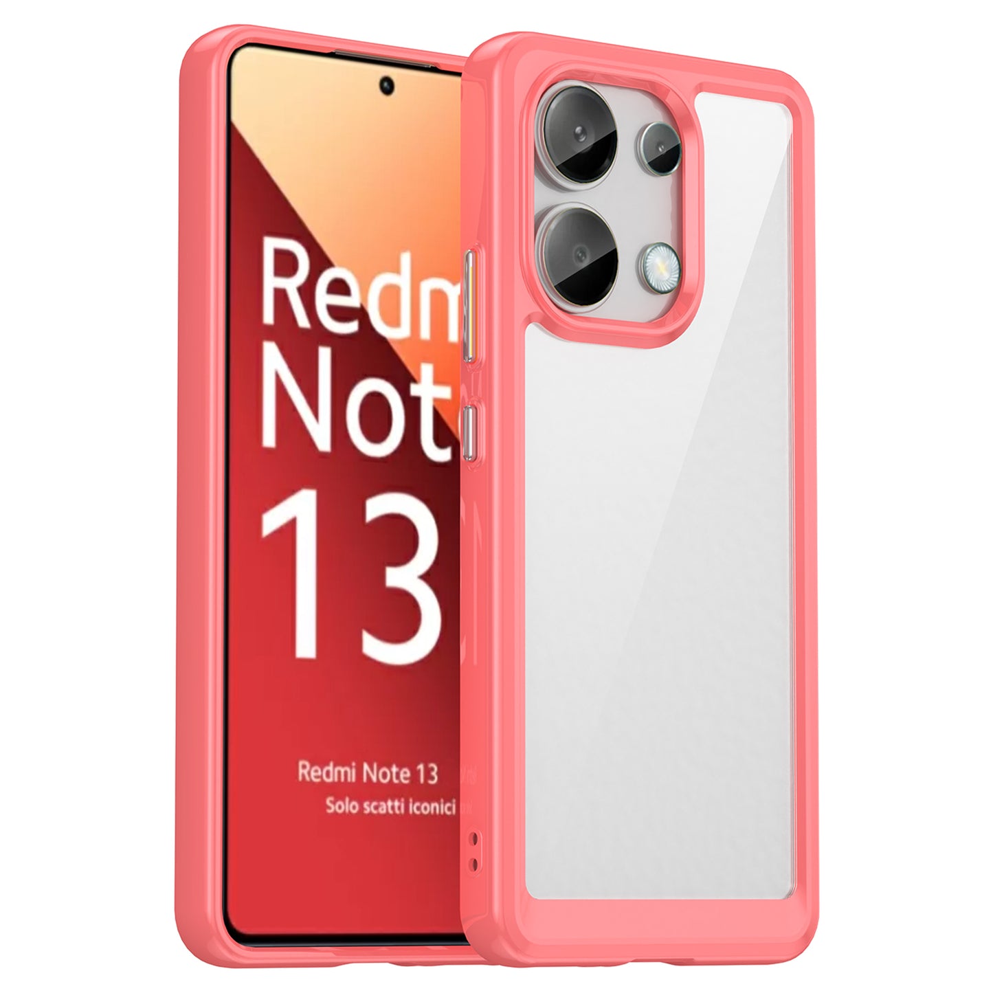 For Xiaomi Redmi Note 13 4G Case TPU + Acrylic Mobile Phone Protective Cover - Red