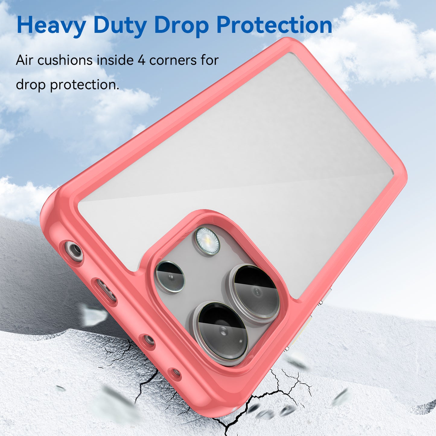 For Xiaomi Redmi Note 13 4G Case TPU + Acrylic Mobile Phone Protective Cover - Red
