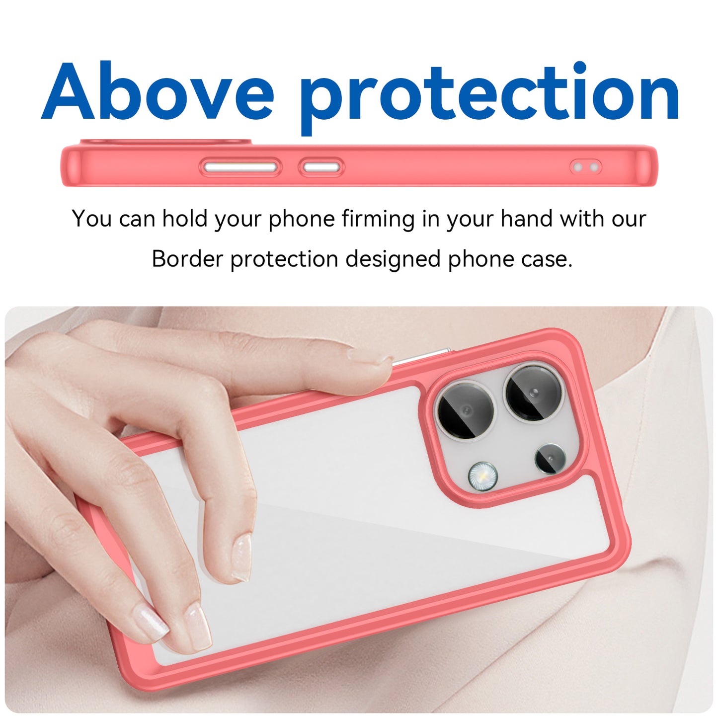 For Xiaomi Redmi Note 13 4G Case TPU + Acrylic Mobile Phone Protective Cover - Red