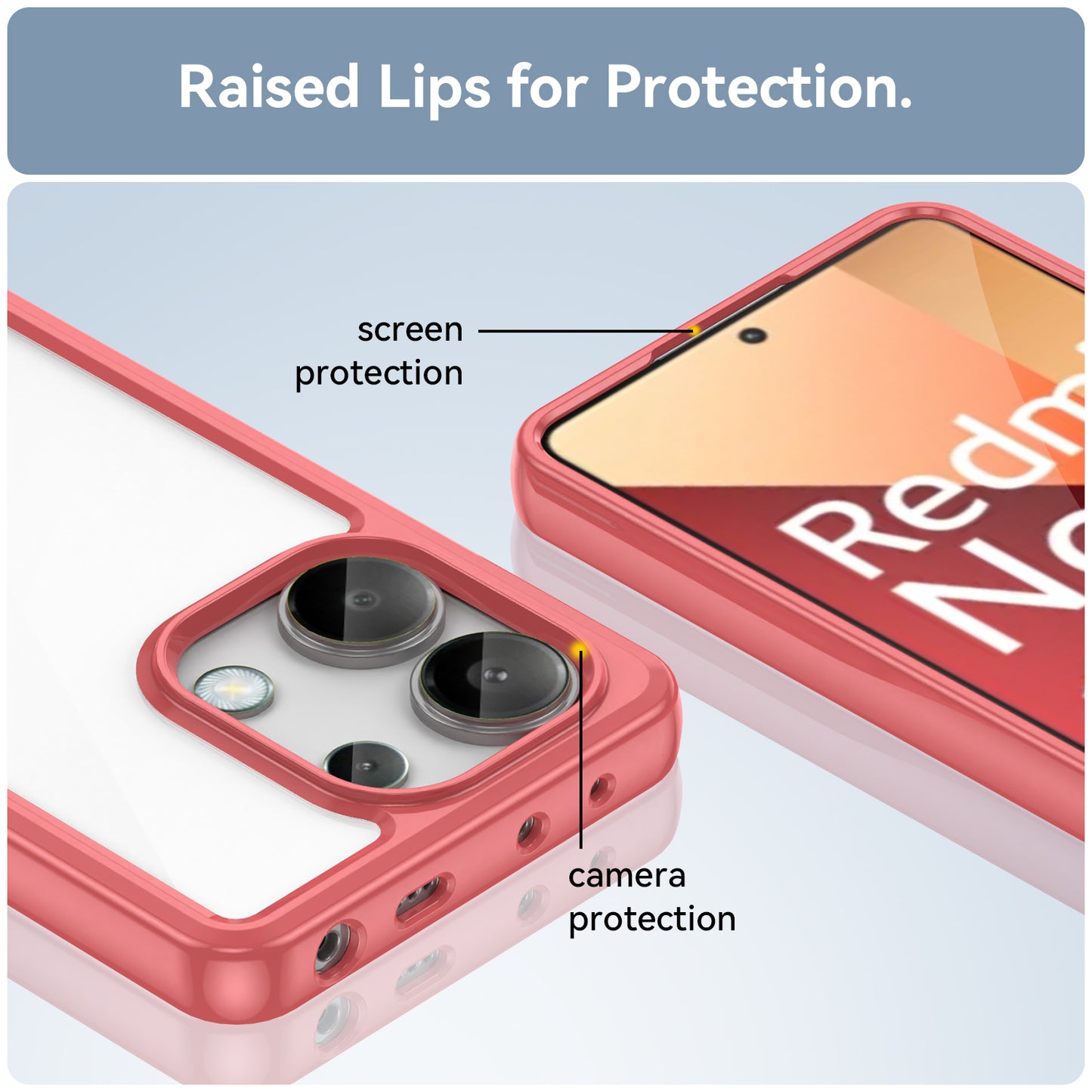 For Xiaomi Redmi Note 13 4G Case TPU + Acrylic Mobile Phone Protective Cover - Red