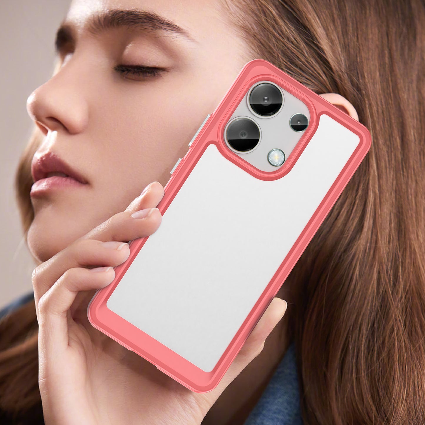 For Xiaomi Redmi Note 13 4G Case TPU + Acrylic Mobile Phone Protective Cover - Red