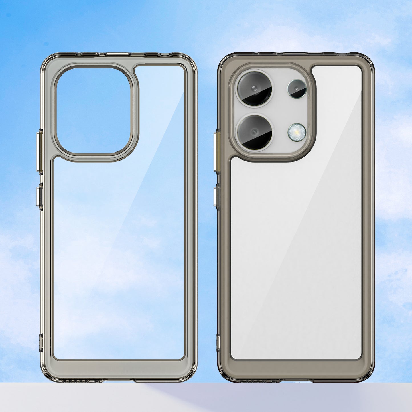 For Xiaomi Redmi Note 13 4G Case TPU + Acrylic Mobile Phone Protective Cover - Transparent Grey
