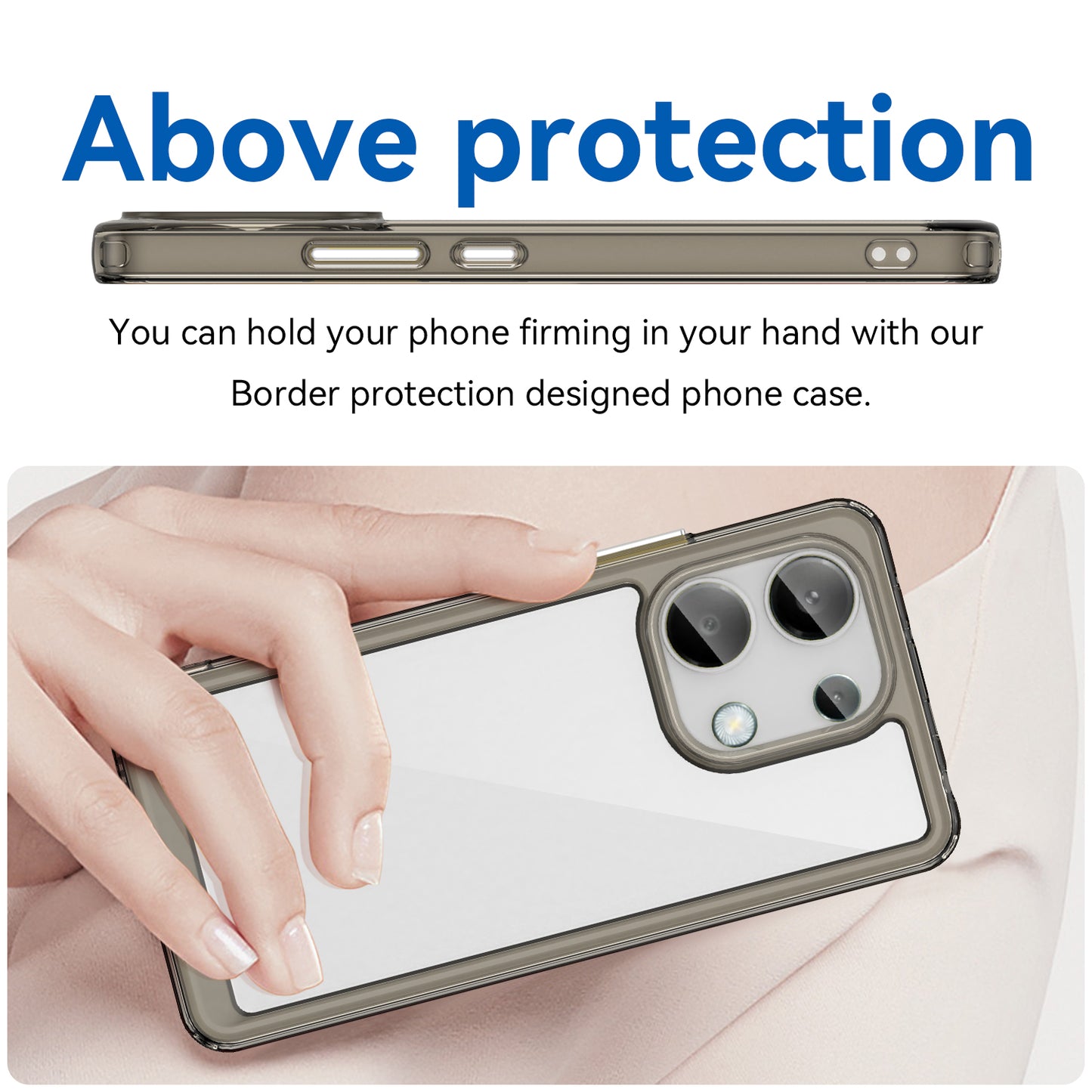 For Xiaomi Redmi Note 13 4G Case TPU + Acrylic Mobile Phone Protective Cover - Transparent Grey