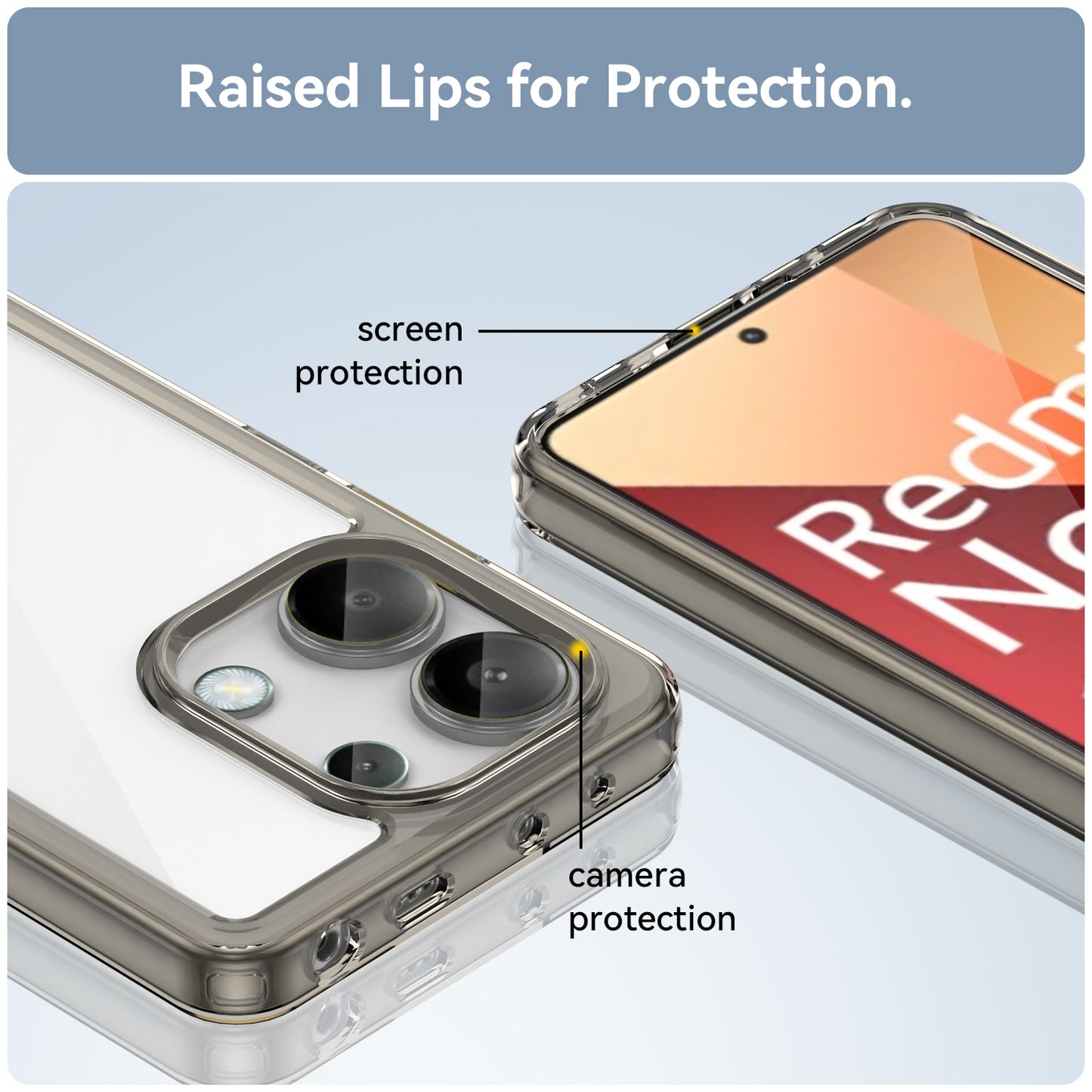 For Xiaomi Redmi Note 13 4G Case TPU + Acrylic Mobile Phone Protective Cover - Transparent Grey
