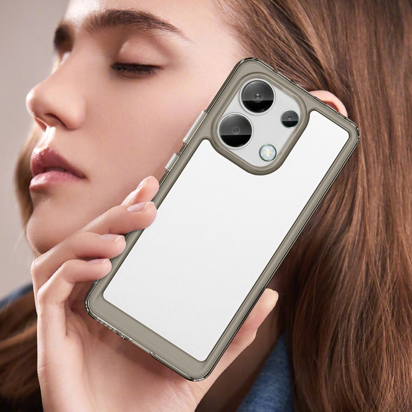 For Xiaomi Redmi Note 13 4G Case TPU + Acrylic Mobile Phone Protective Cover - Transparent Grey
