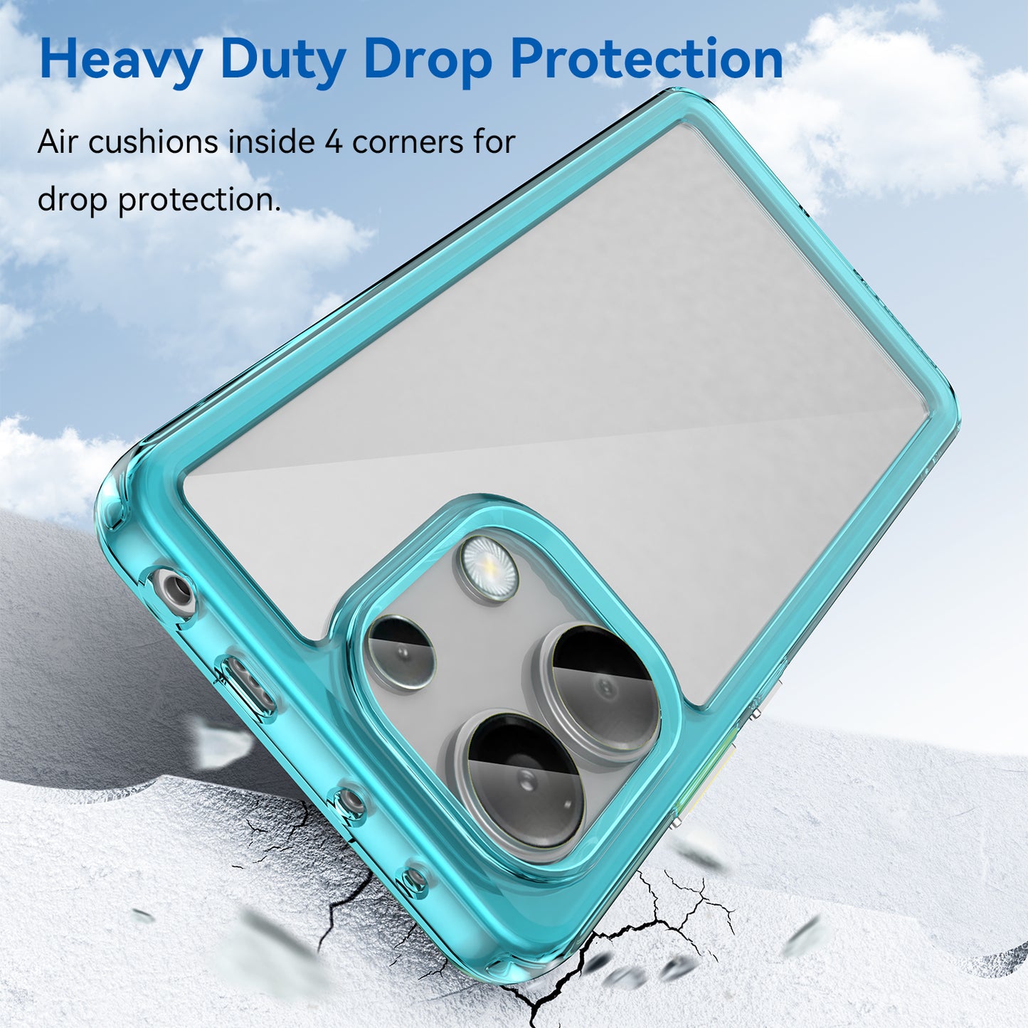 For Xiaomi Redmi Note 13 4G Case TPU + Acrylic Mobile Phone Protective Cover - Transparent Blue