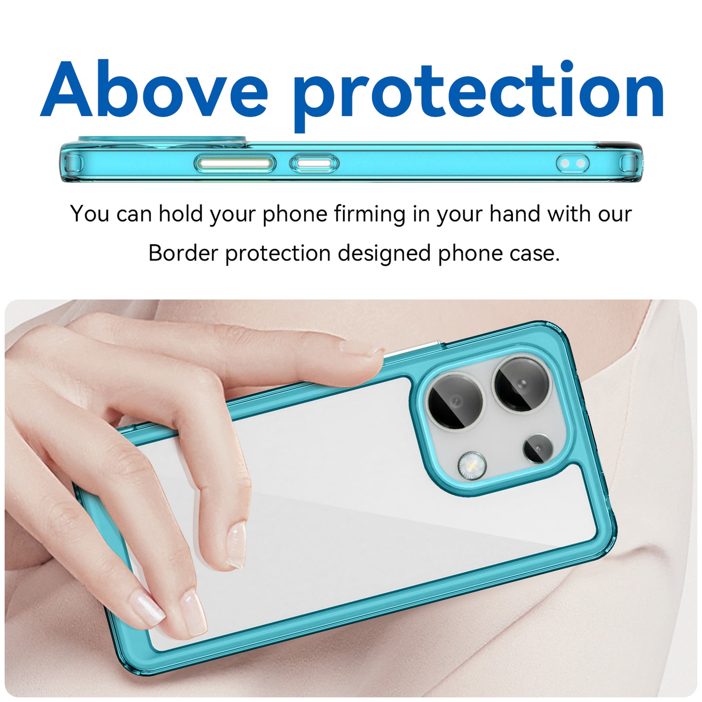 For Xiaomi Redmi Note 13 4G Case TPU + Acrylic Mobile Phone Protective Cover - Transparent Blue