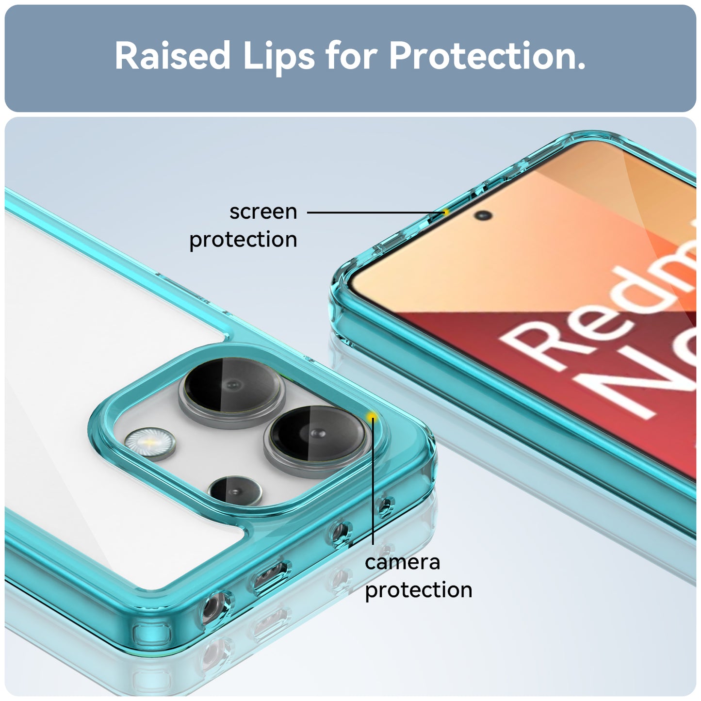 For Xiaomi Redmi Note 13 4G Case TPU + Acrylic Mobile Phone Protective Cover - Transparent Blue