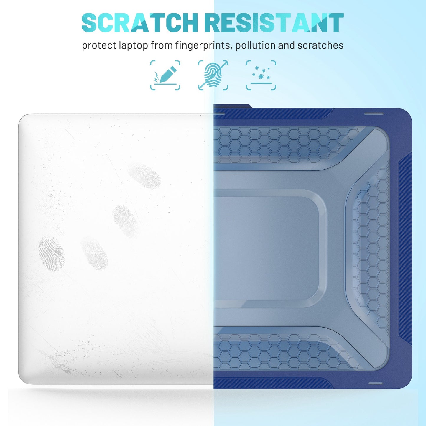 Protective Case for MacBook Pro 14 inch (2021) (A2442 M1 Pro  /  M1 Max) Scratch Resistant PC Front and Back Cover Laptops Anti-Drop Hard Shell - Sapphire