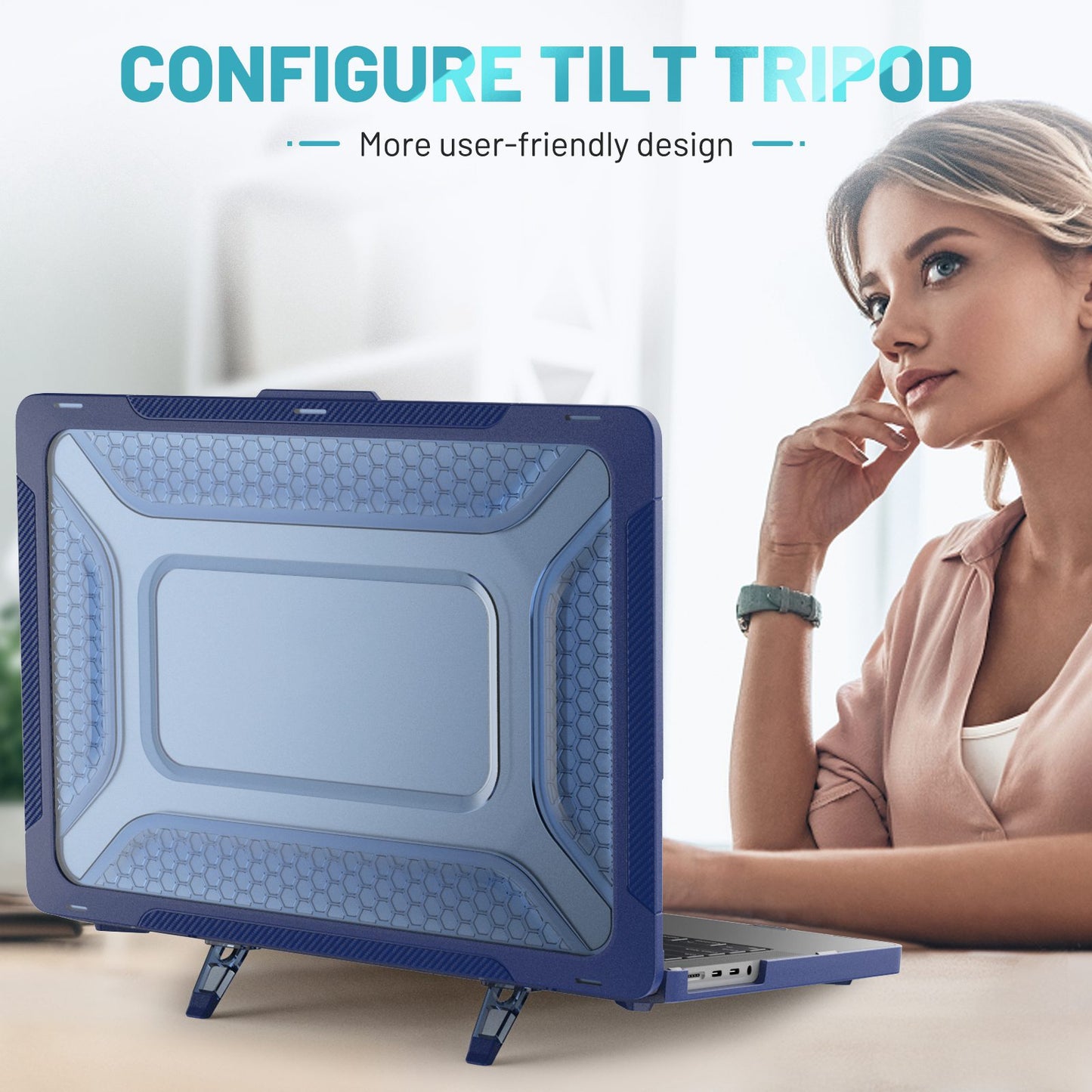 Protective Case for MacBook Pro 14 inch (2021) (A2442 M1 Pro  /  M1 Max) Scratch Resistant PC Front and Back Cover Laptops Anti-Drop Hard Shell - Sapphire