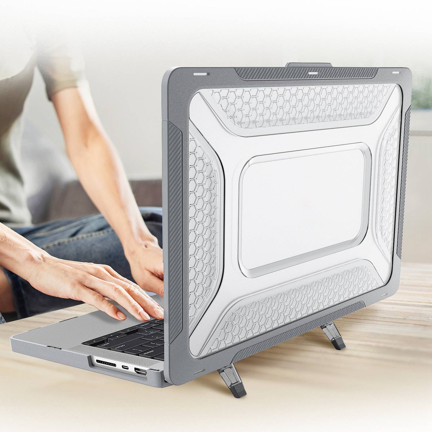 Protective Case for MacBook Pro 14 inch (2021) (A2442 M1 Pro  /  M1 Max) Scratch Resistant PC Front and Back Cover Laptops Anti-Drop Hard Shell - Grey