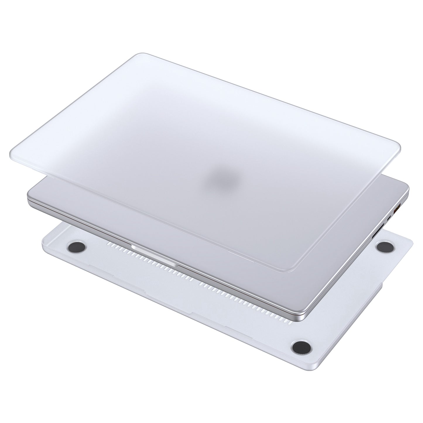 LENTION For MacBook Pro 14 inch (2021) Matte Finish PC Laptop Case Front and Back Protective Notebook Cover - Transparent White