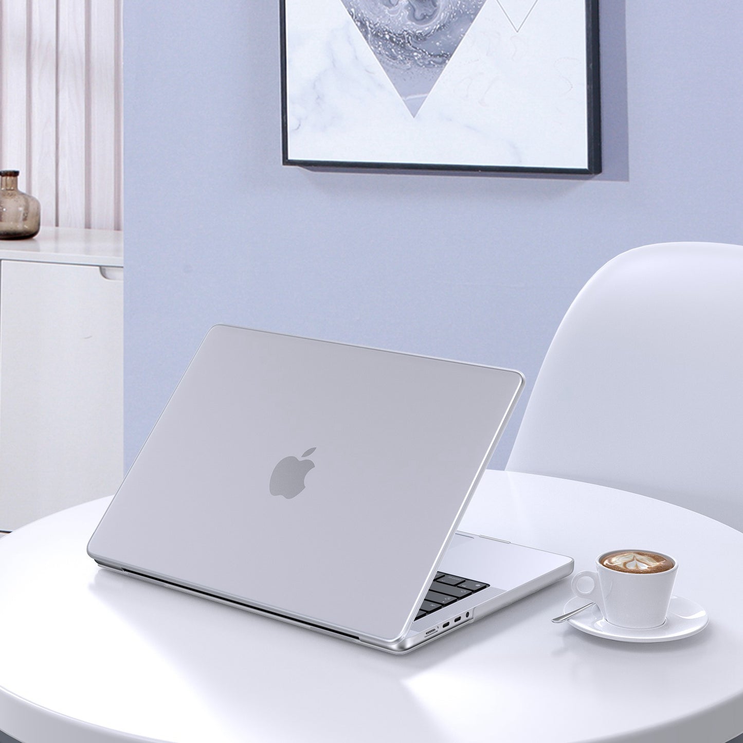 LENTION For MacBook Pro 14 inch (2021) Matte Finish PC Laptop Case Front and Back Protective Notebook Cover - Transparent White