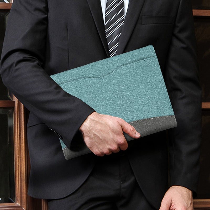 Cloth Texture Laptop Case Cover for Microsoft Surface Pro 9, PU Leather+TPU Stand Notebook Tablet PC Sleeve - Grey / Blue