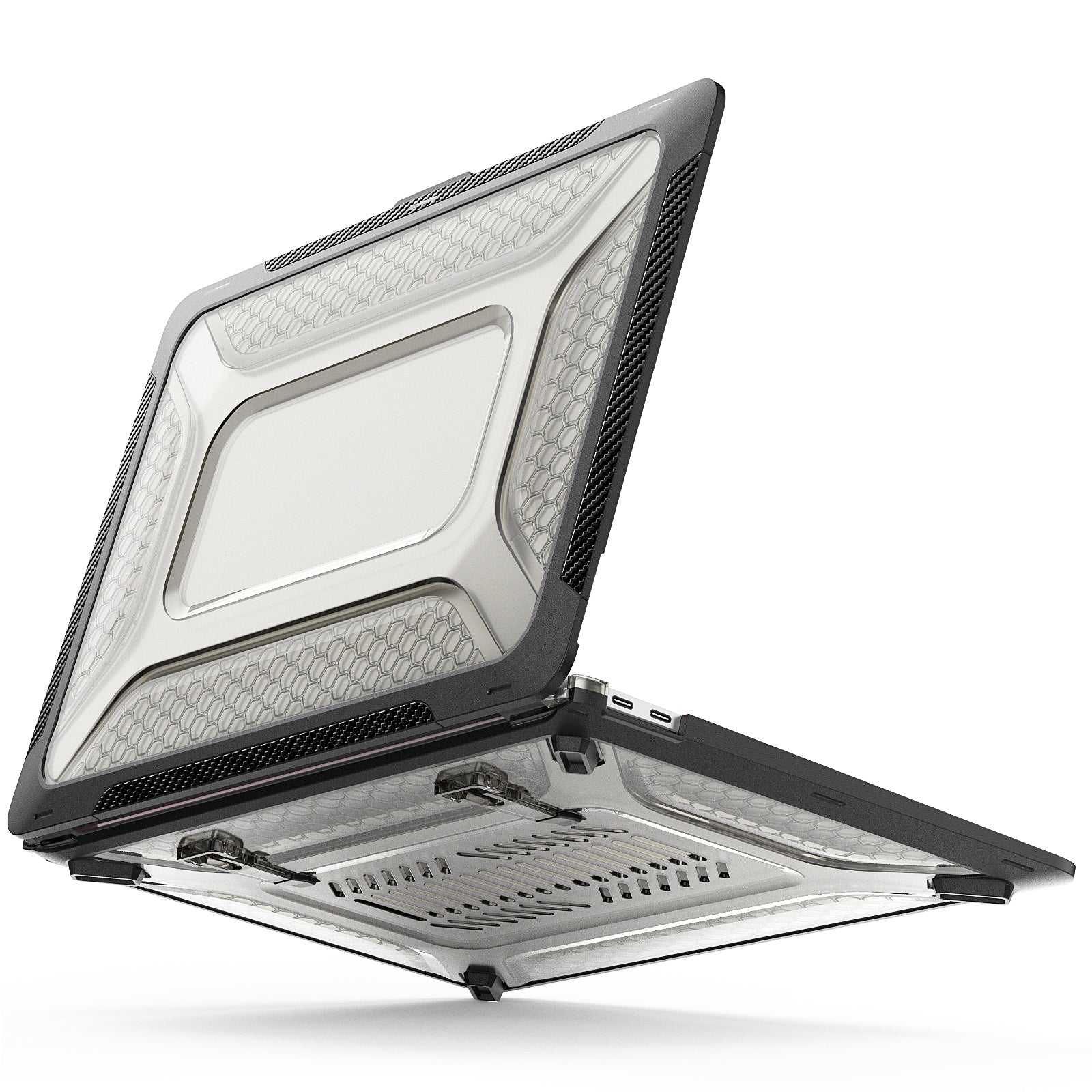 For MacBook Air 13 inch (2020) M1 A2337, A2179 / MacBook Air 13 inch (2018) A1932 Laptop Case Hard PC Soft TPU Kickstand Drop Tested Cover - Black