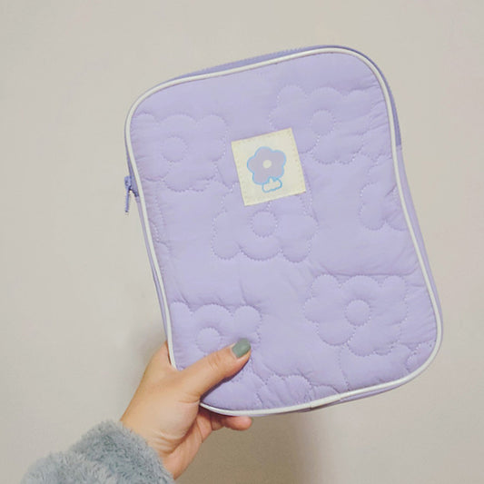 11 inch Tablet Sleeve Pouch Cute Flower Design Soft Anti-splash Tablet Zipper Protective Bag - Light Purple