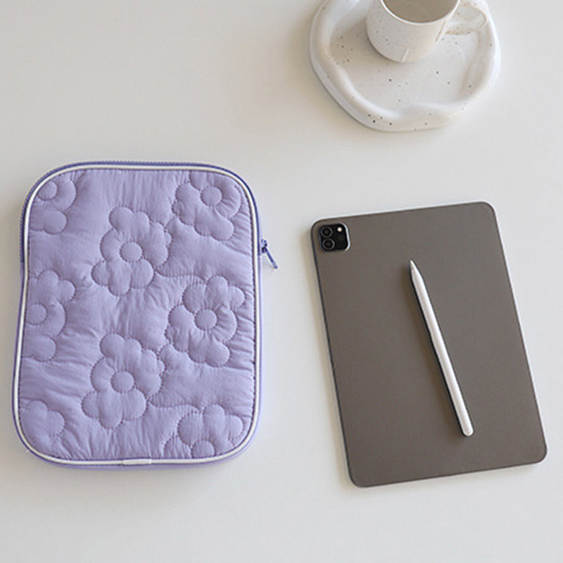 11 inch Tablet Sleeve Pouch Cute Flower Design Soft Anti-splash Tablet Zipper Protective Bag - Yellow
