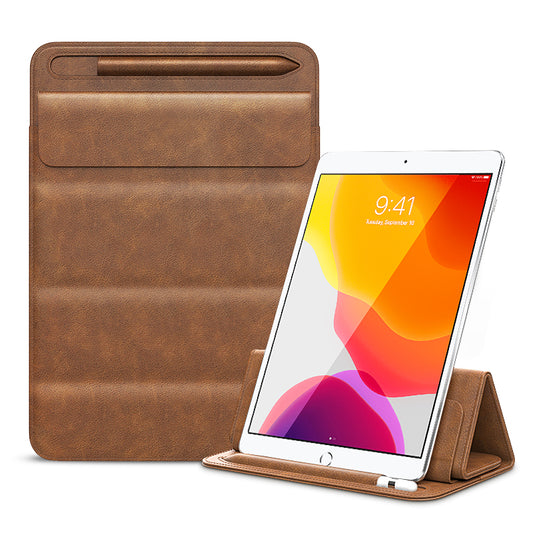 Universal Sleeve Bag for 9.7&quot;-11&quot; Tablets Carrying Case Portable Anti-Scratch Bag with Tri-fold Stand - Brown