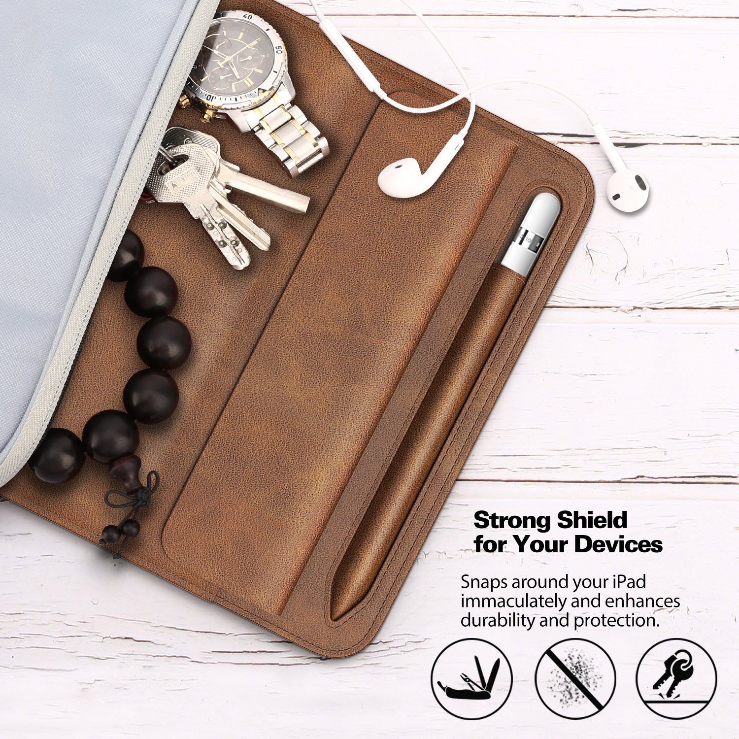 Universal Sleeve Bag for 9.7"-11" Tablets Carrying Case Portable Anti-Scratch Bag with Tri-fold Stand - Rose Gold