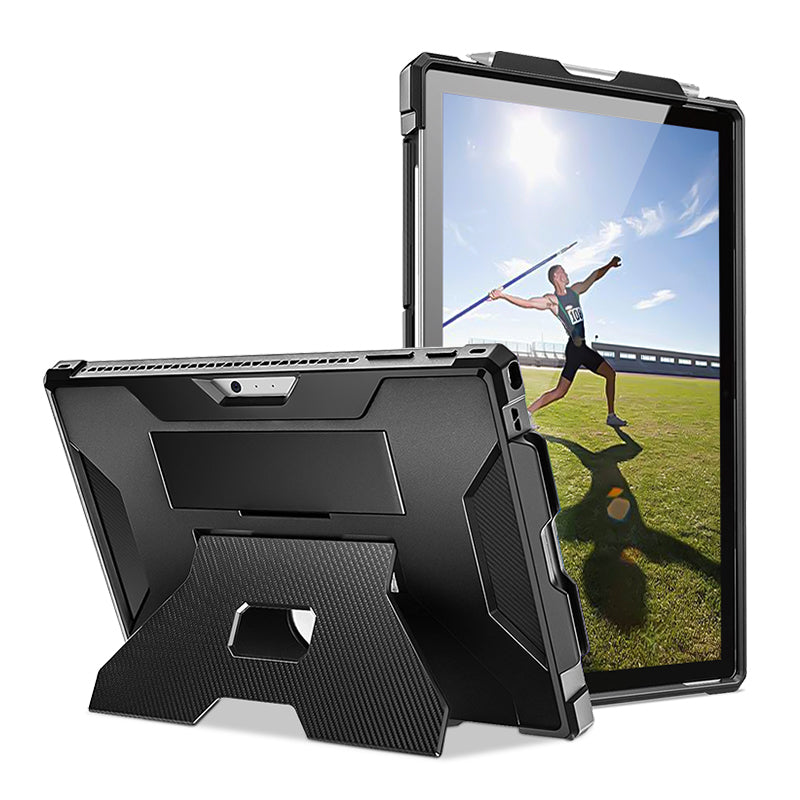 For Microsoft Surface Pro 4 / 5 / 6 / 7 Hard PC TPU Case Portable Carrying Case with Pencil Holder - Black