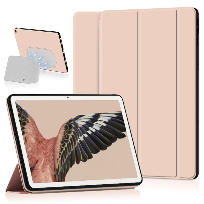 PU Leather + TPU Tablet Case for Google Pixel Tablet , Trifold Stand Protective Tablet Cover - Pink