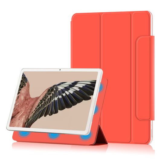 Uniqkart for Google Pixel Tablet Tri-fold Stand Cover PU Leather Magnetic Attachment Tablet Case - Red