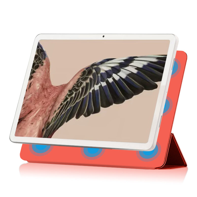 Uniqkart for Google Pixel Tablet Tri-fold Stand Cover PU Leather Magnetic Attachment Tablet Case - Red