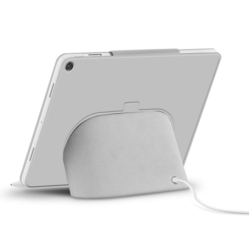 Uniqkart for Google Pixel Tablet Tri-fold Stand Cover PU Leather Magnetic Attachment Tablet Case - White