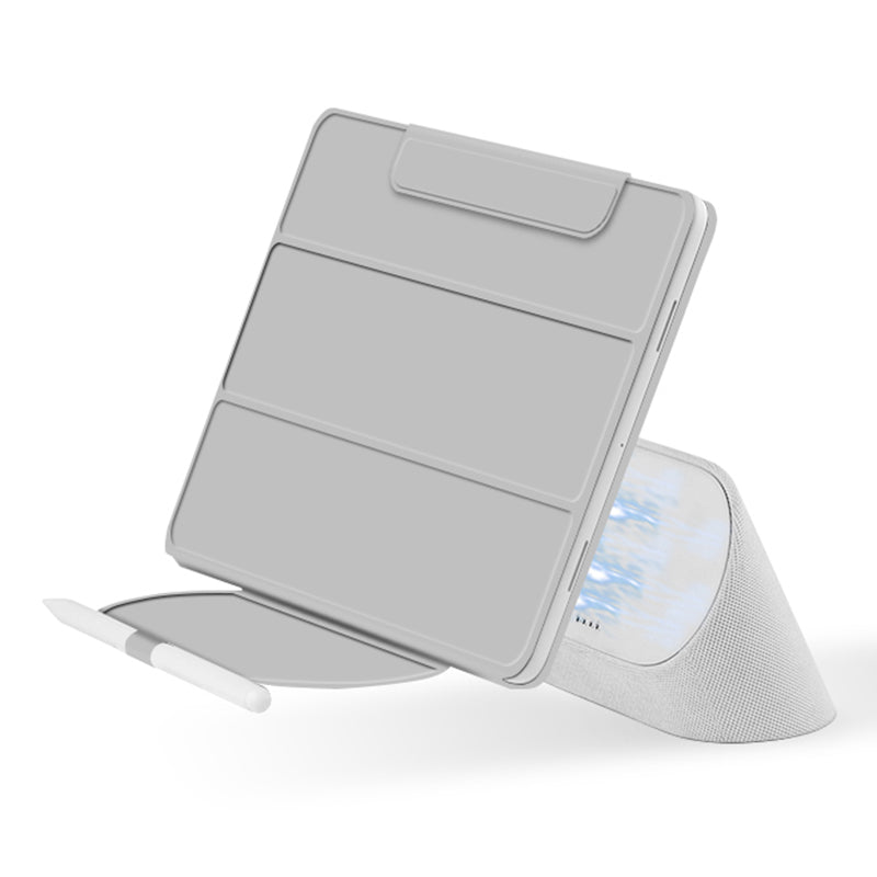 Uniqkart for Google Pixel Tablet Tri-fold Stand Cover PU Leather Magnetic Attachment Tablet Case - White