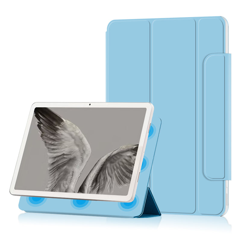 Uniqkart for Google Pixel Tablet Tri-fold Stand Cover PU Leather Magnetic Attachment Tablet Case - Blue