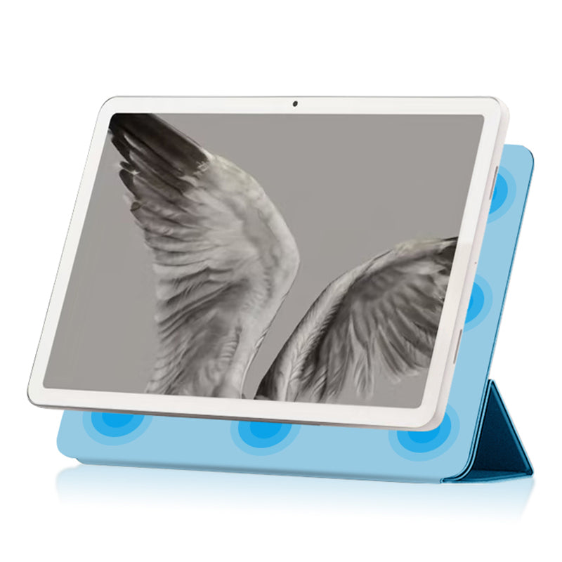 Uniqkart for Google Pixel Tablet Tri-fold Stand Cover PU Leather Magnetic Attachment Tablet Case - Blue