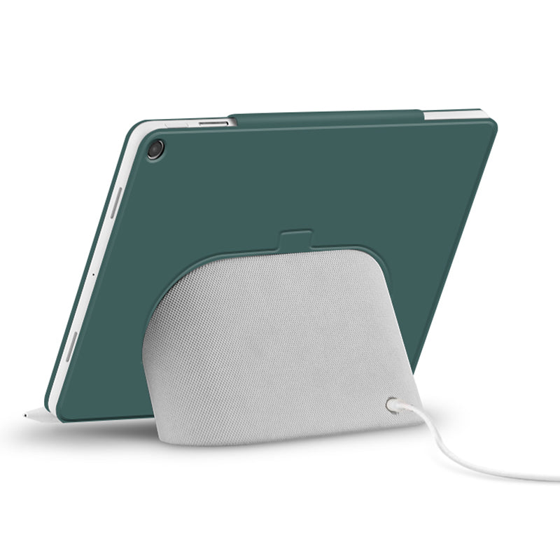 Uniqkart for Google Pixel Tablet Tri-fold Stand Cover PU Leather Magnetic Attachment Tablet Case - Cyan