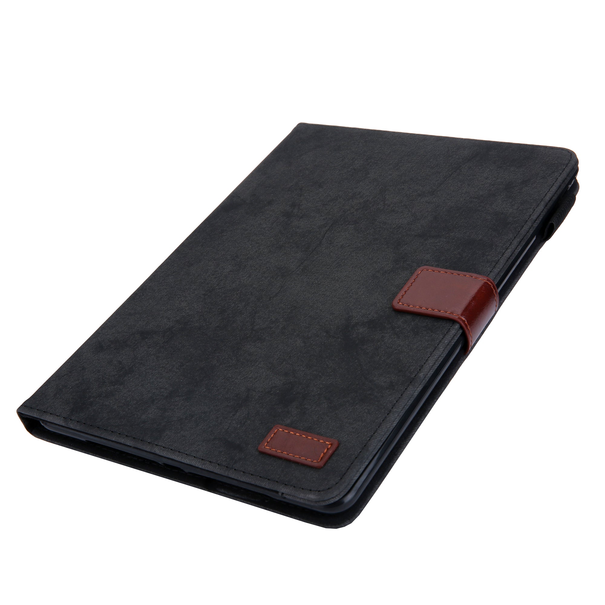 Cloth Texture Business Style Tablet Case for Amazon Fire Max 11 PU Leather Cover with Card Holder, Foldable Stand - Black