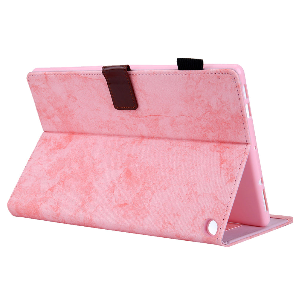 Cloth Texture Business Style Tablet Case for Amazon Fire Max 11 PU Leather Cover with Card Holder, Foldable Stand - Pink