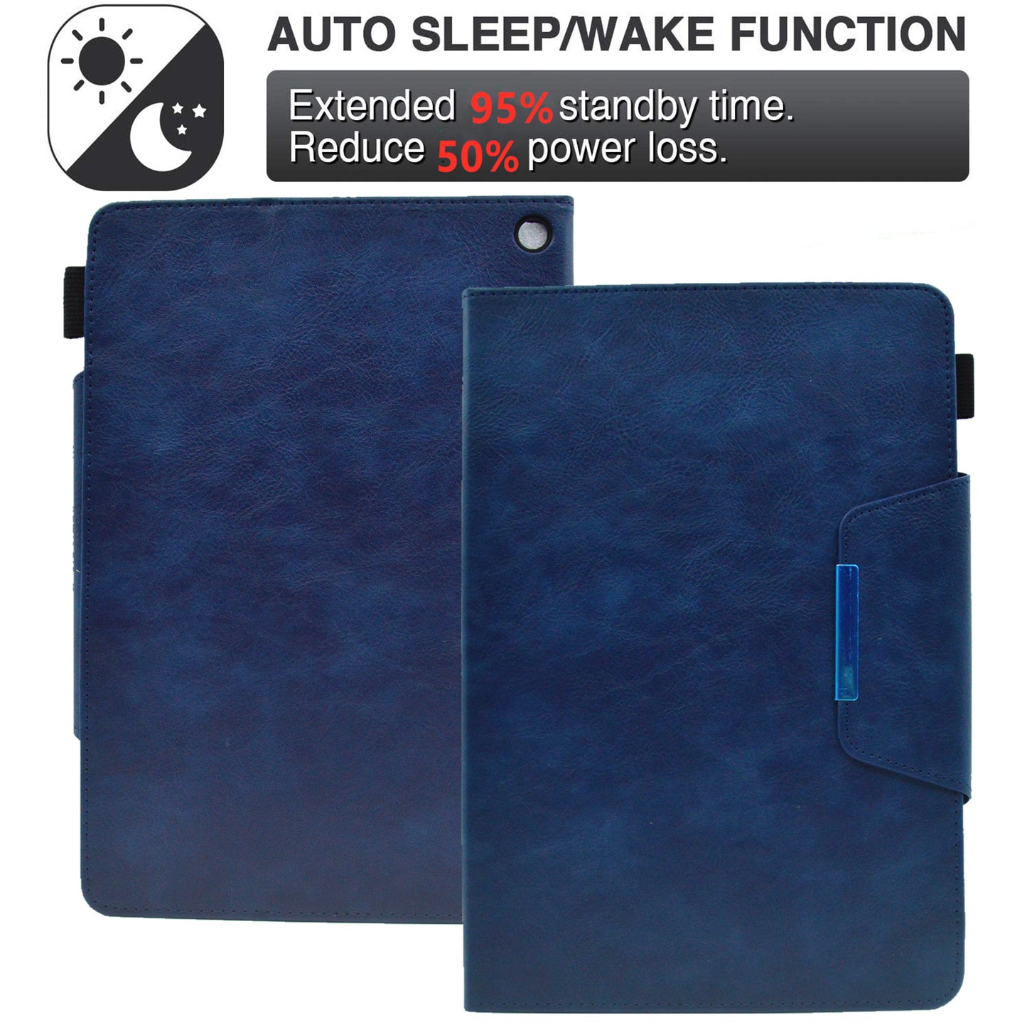Tablet Case for Amazon Fire Max 11 , Card Holder Cowhide Texture PU Leather Stand Cover - Blue
