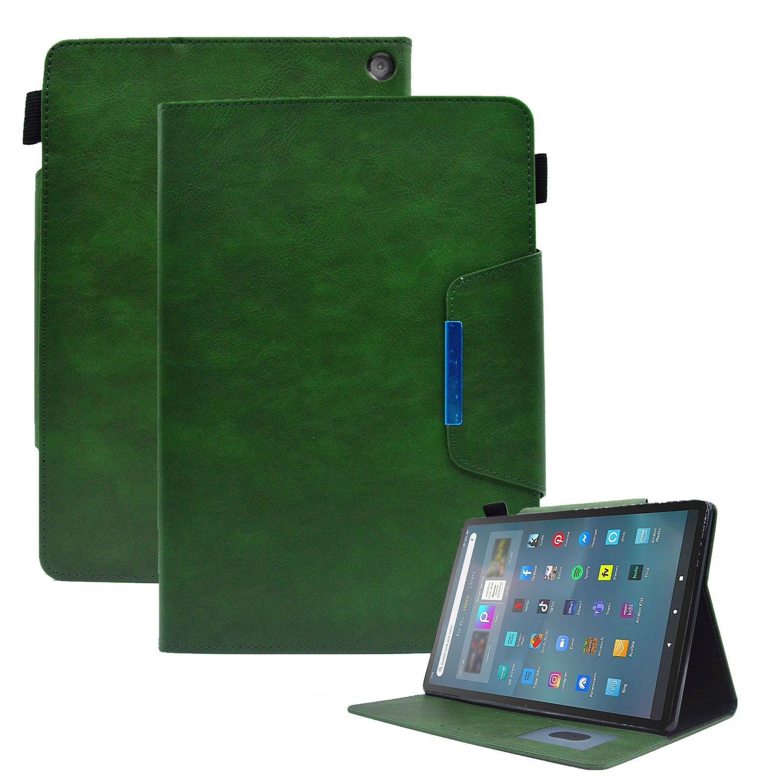 Tablet Case for Amazon Fire Max 11 , Card Holder Cowhide Texture PU Leather Stand Cover - Green
