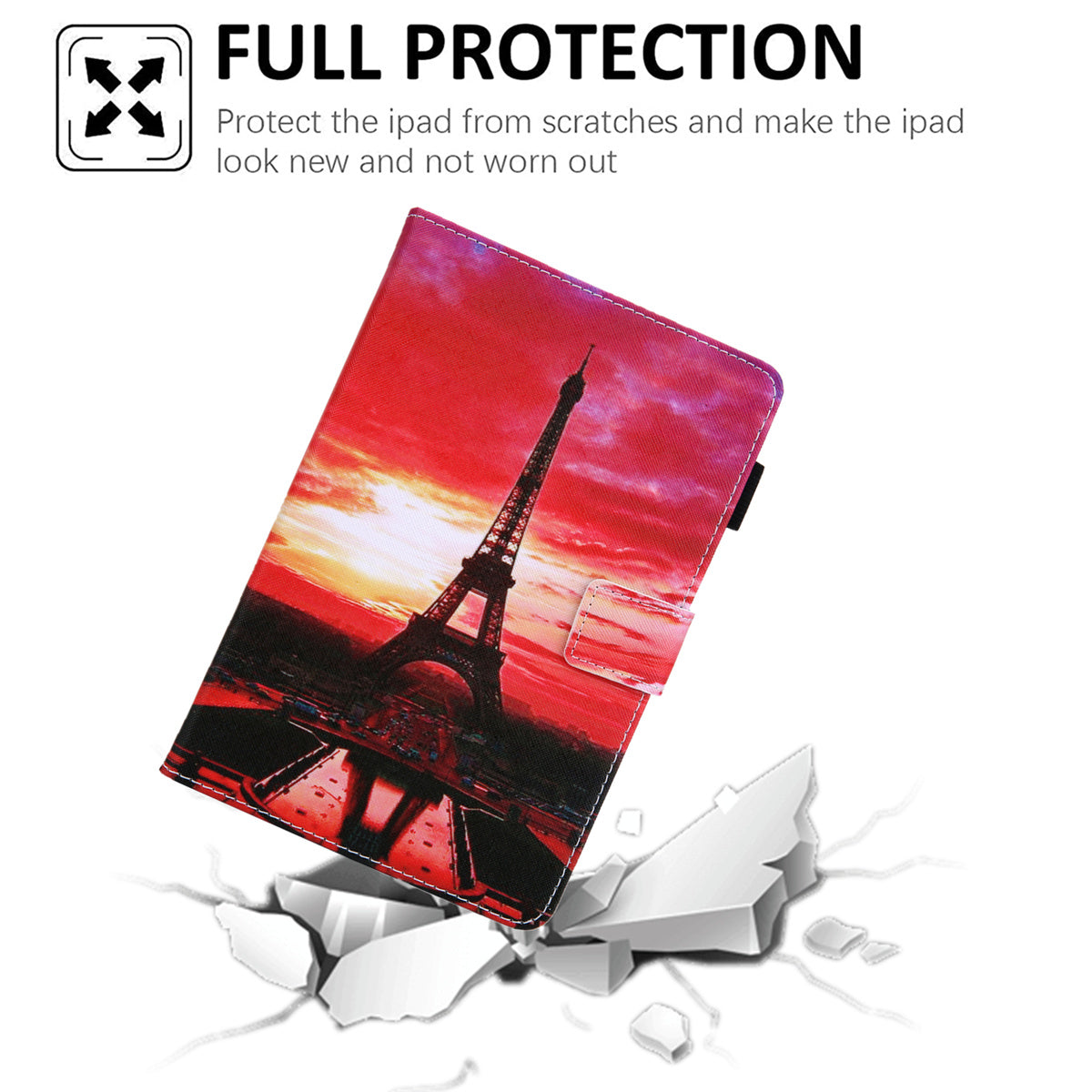 Uniqkart for Amazon Fire Max 11 Stand Tablet Leather Case Cross Texture Card Holder Pattern Printing Cover - Dusk  /  Tower