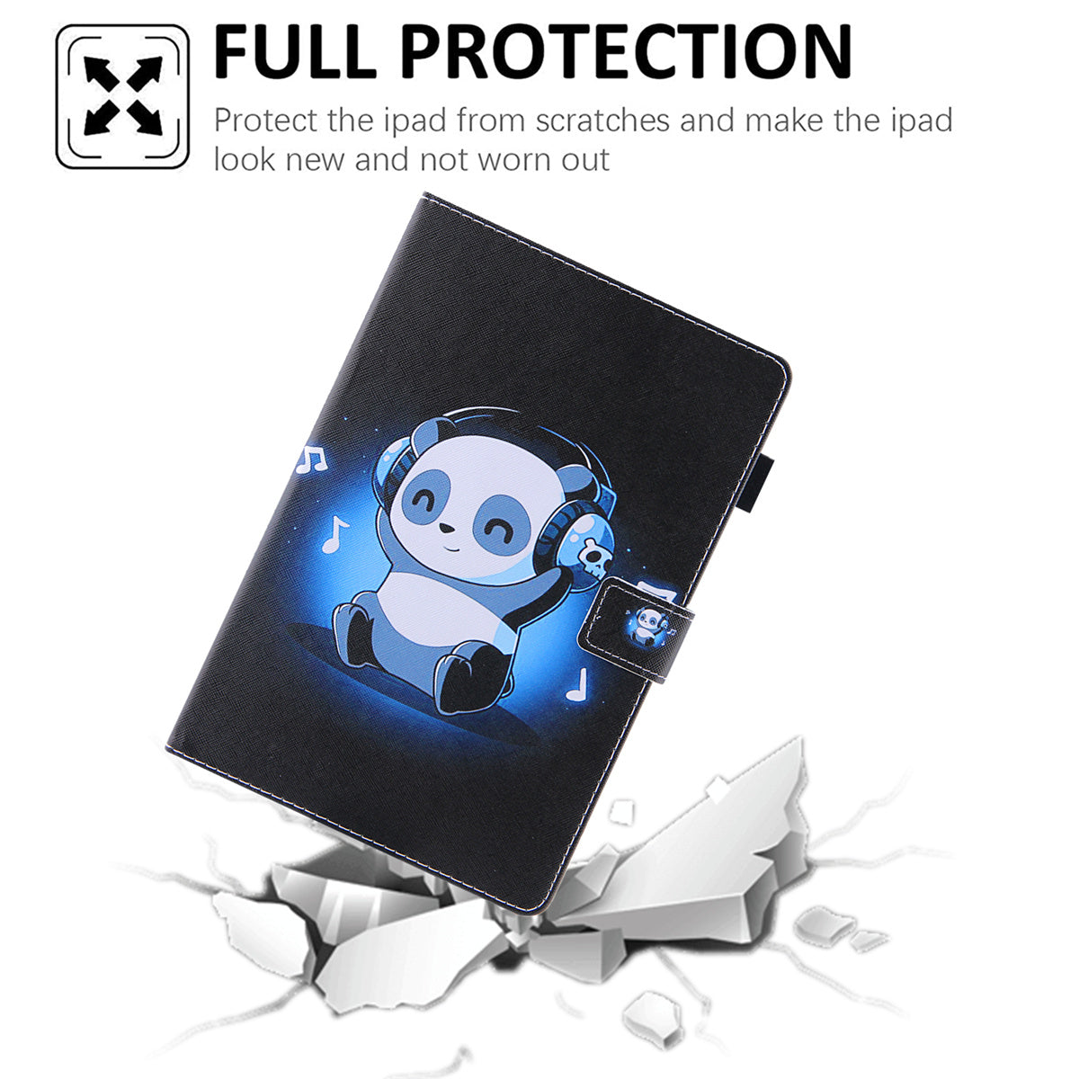Uniqkart for Amazon Fire Max 11 Shockproof Case Pattern Printing Tablet Case Card Slot PU Leather Cover with Stand - Music Panda