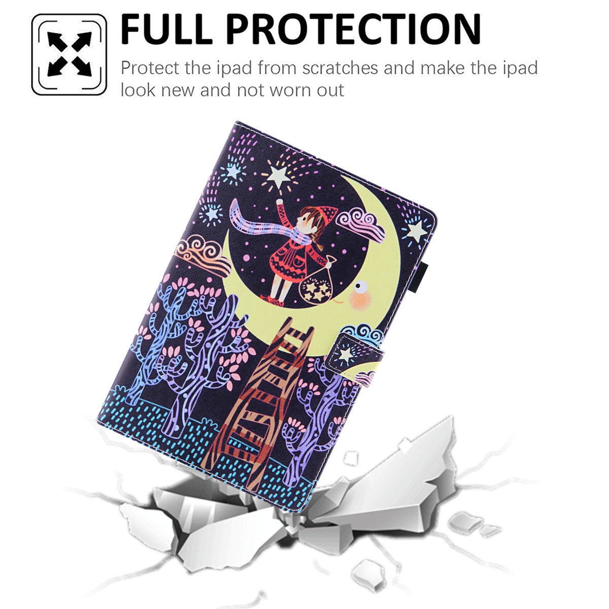 Uniqkart for Amazon Fire Max 11 Shockproof Case Pattern Printing Tablet Case Card Slot PU Leather Cover with Stand - Girl