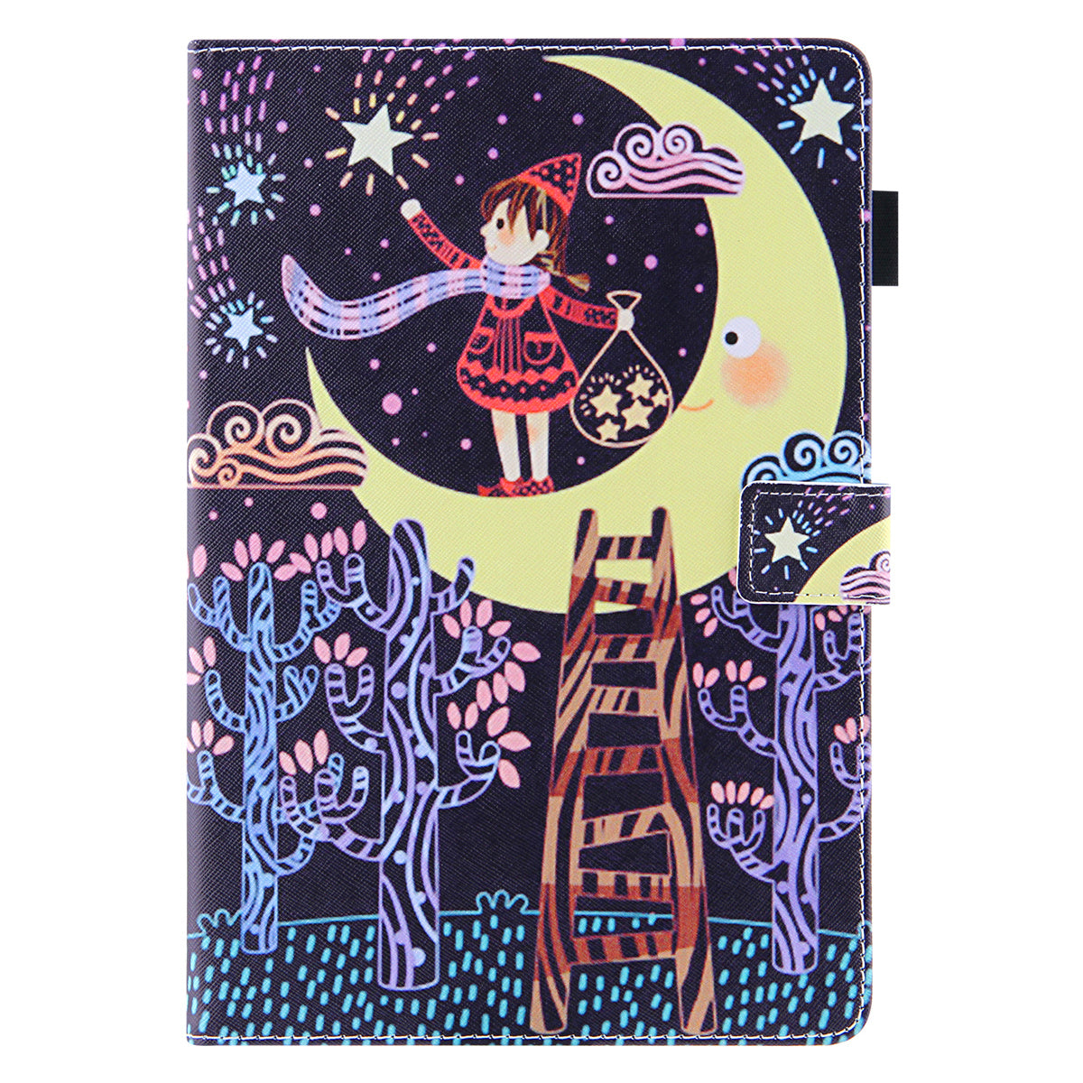 Uniqkart for Amazon Fire Max 11 Shockproof Case Pattern Printing Tablet Case Card Slot PU Leather Cover with Stand - Girl